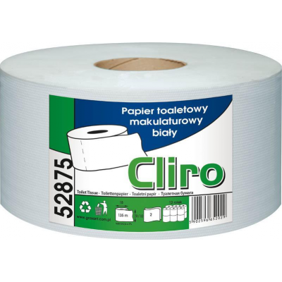 Biały papier toaletowy w rolce Jumbo Cliro